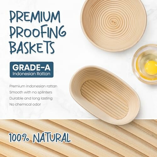 Premium proofing baskets made from Grade-A Indonesian rattan.